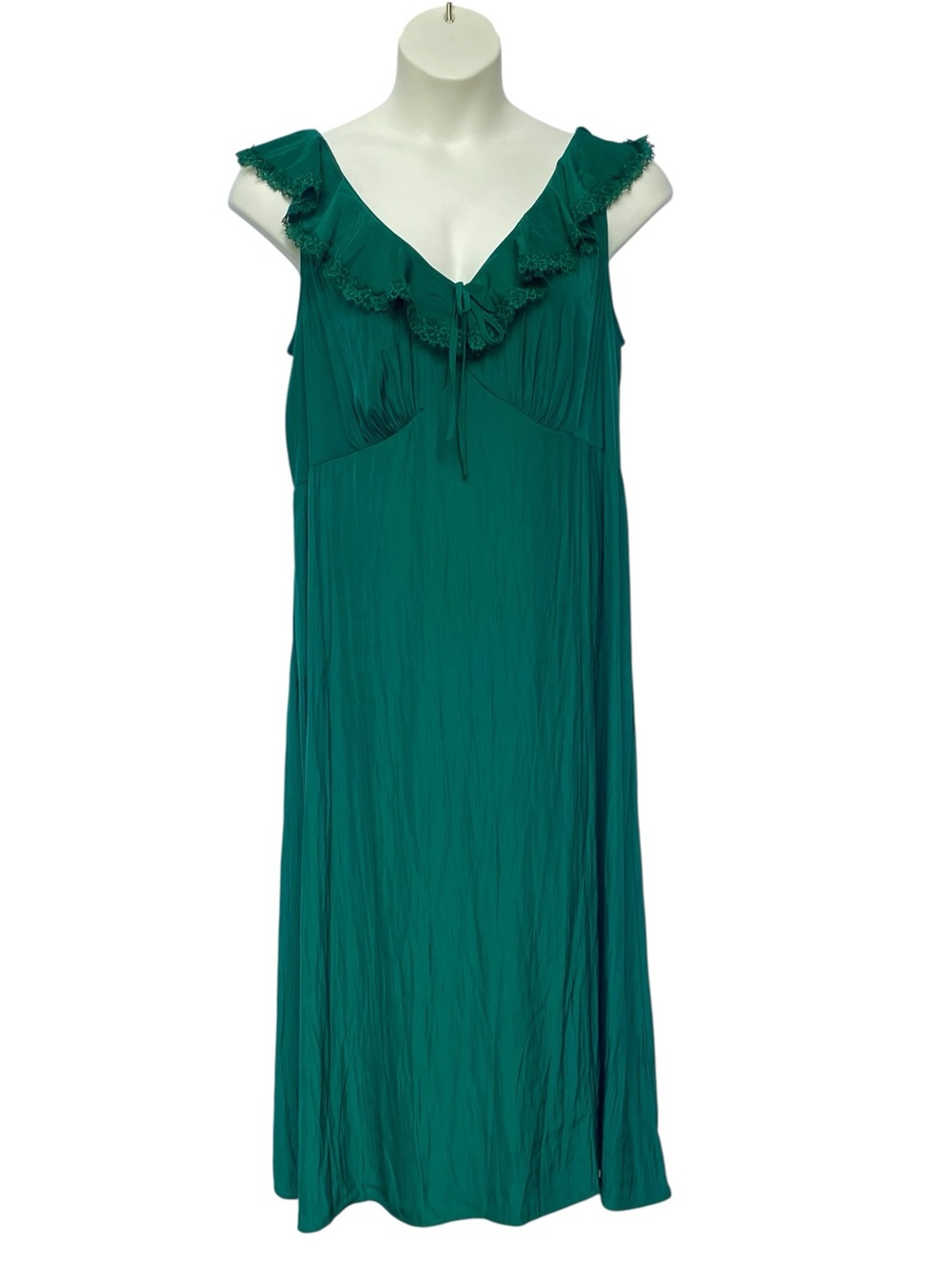 Universal Thread Green Dress Gown V-Neck Sleeveless Lace Ruffle Womens Size XXL